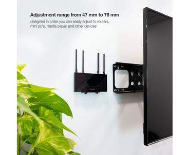 SOPORTE DE PARED UNIVERSAL PARA ROUTER/MINIPC/REPRODUCTOR MULTIMEDIA NEGRO